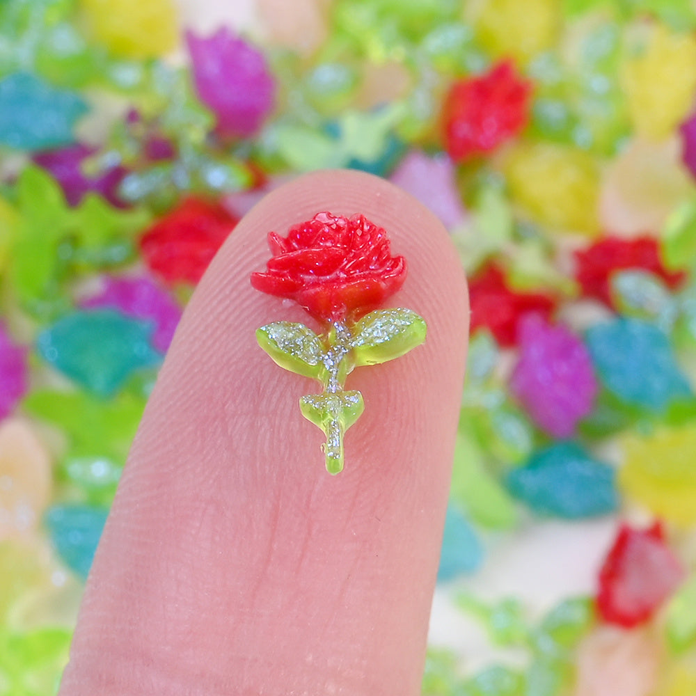 Luminous Green Leaf Flower Resin Beads