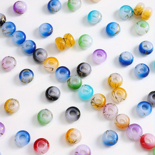 Double Color Gold Striped Acrylic Spacer Beads