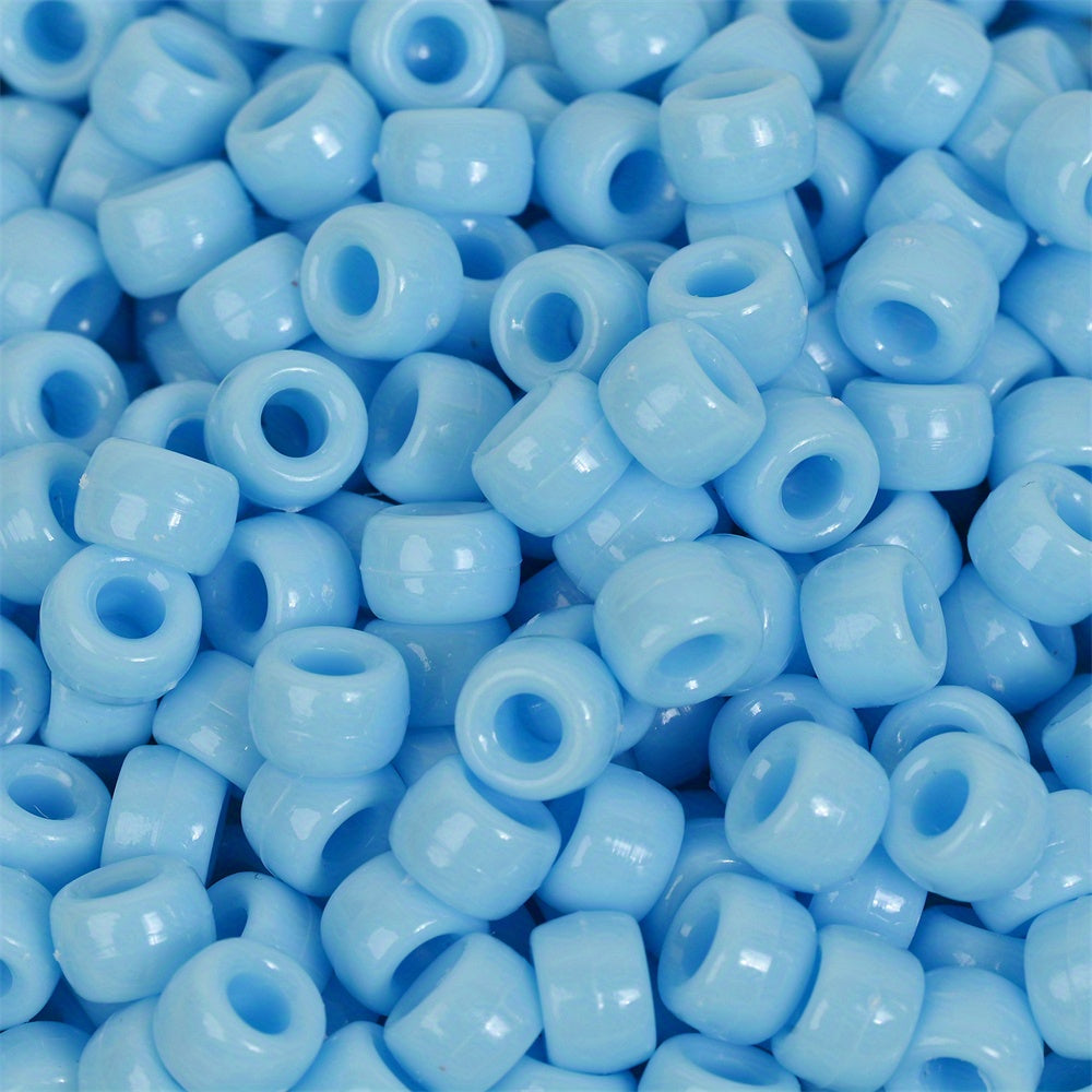 100pcs Colorful Acrylic Big Hole Pony Beads- 6x9mmLarge Hole Beads