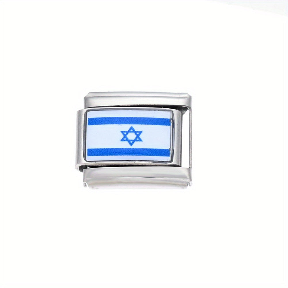 World Flag Alloy Bracelet Module