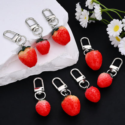 3D Strawberry Resin Pendant Charms