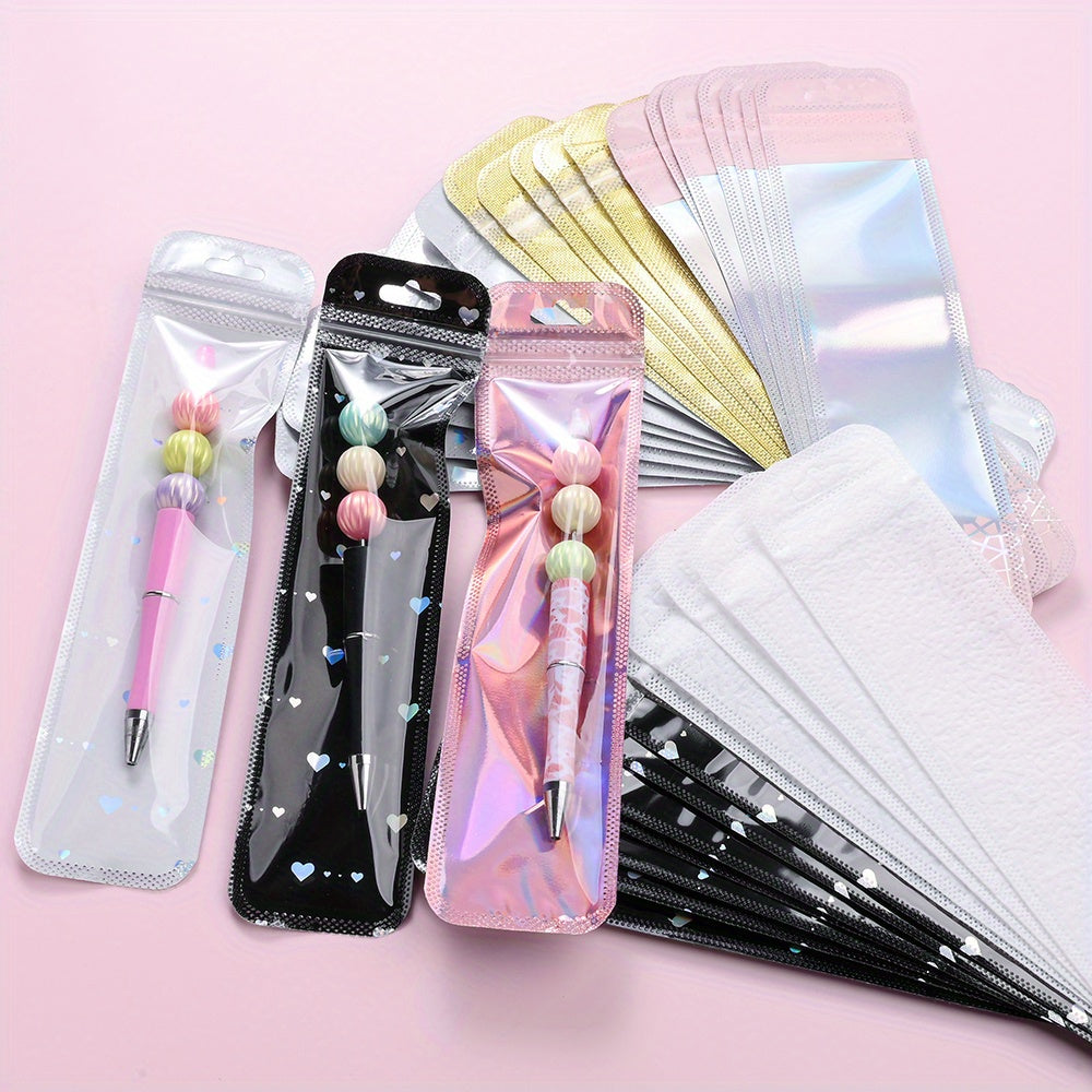 50/100-Piece Holographic Laser Resealable Packaging Bags