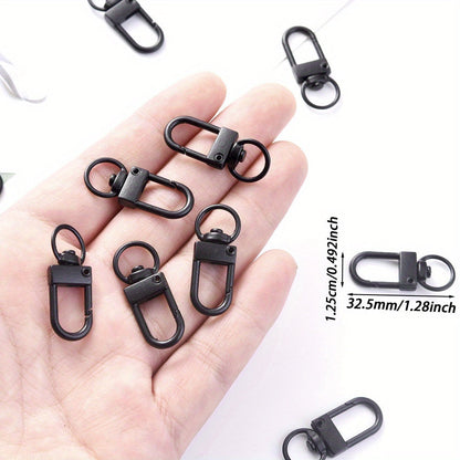 50-Piece Black Metal Swivel Lobster Clasp Set