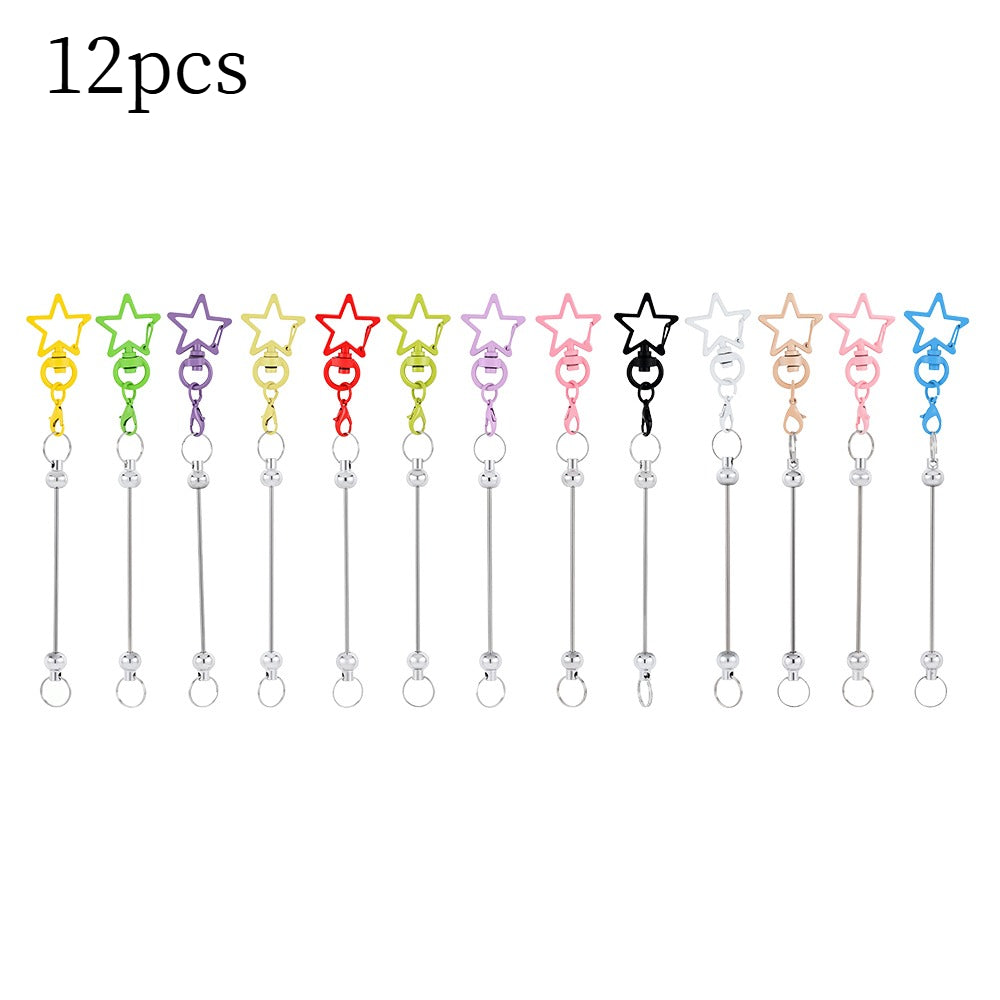 12PCS Star Lobster Clasp Beaded Keychain Set
