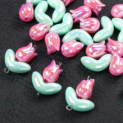 20PCS Pink Tulip Acrylic Bead Set