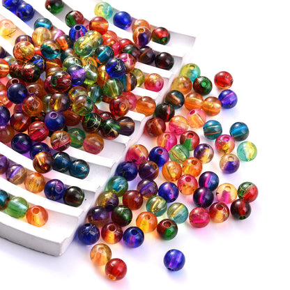 Multicolor Acrylic Beads with Gold Spacer Beads