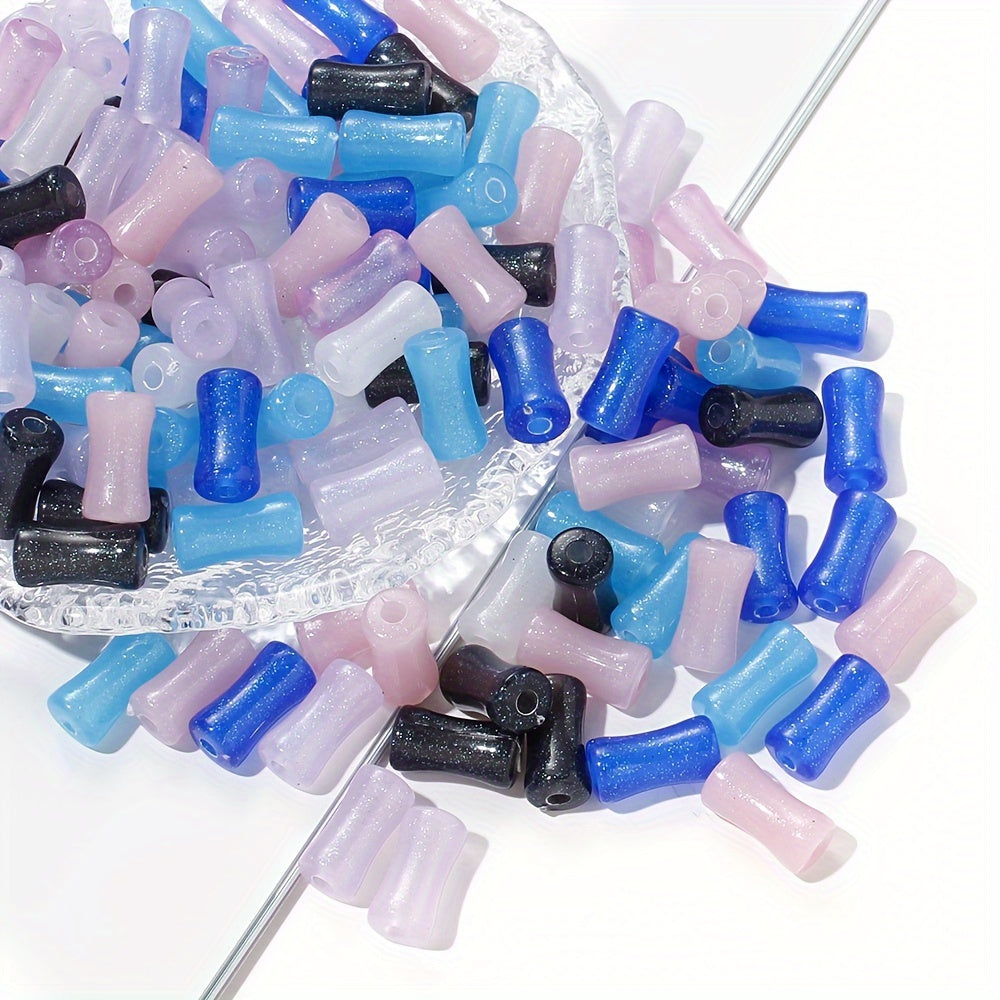 Glitter Bamboo Tube Acrylic Beads
