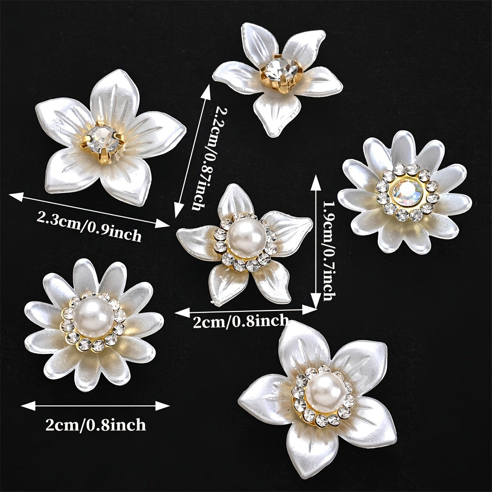 White Flower Acrylic Pearl Flatback Embellishments