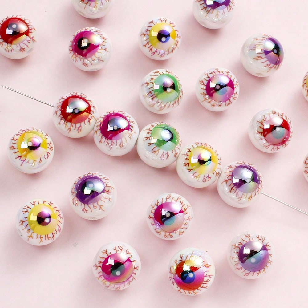 5/10/20PCS 16mm Evil Eye AB-Plated Acrylic Bead Set