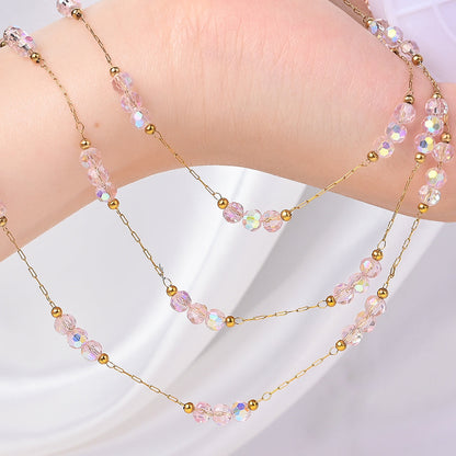 1m Colorful Shiny Pink Glass Bead Chain