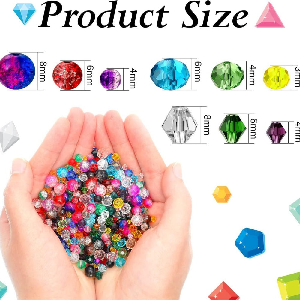 800-Piece Mixed Geometric Gradient Glass Spacer Beads