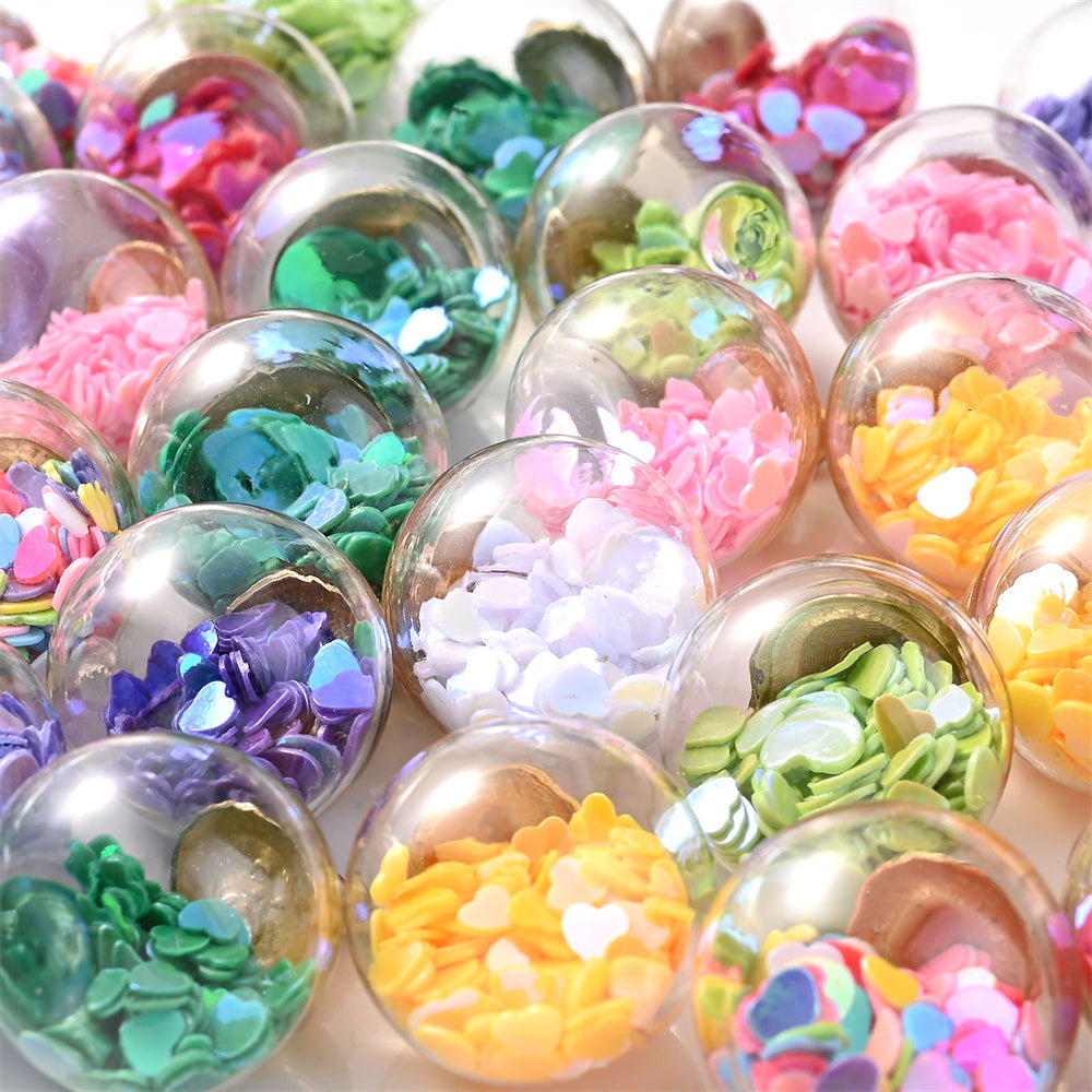 Heart Sequin Glass Pendants