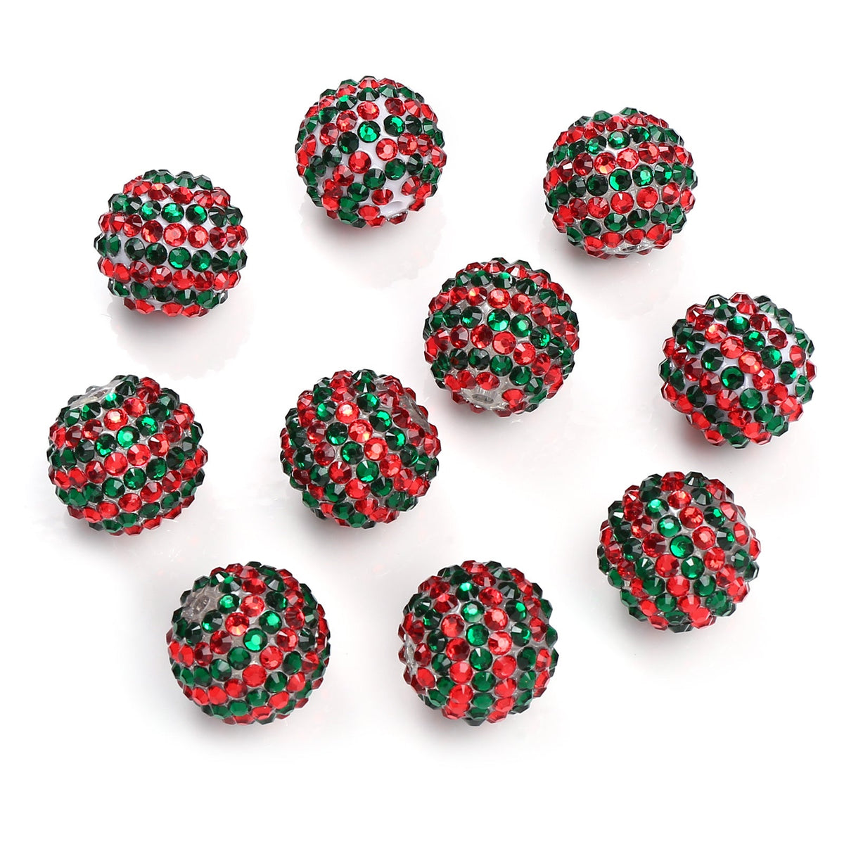 Red and Green Striped Resin Beads