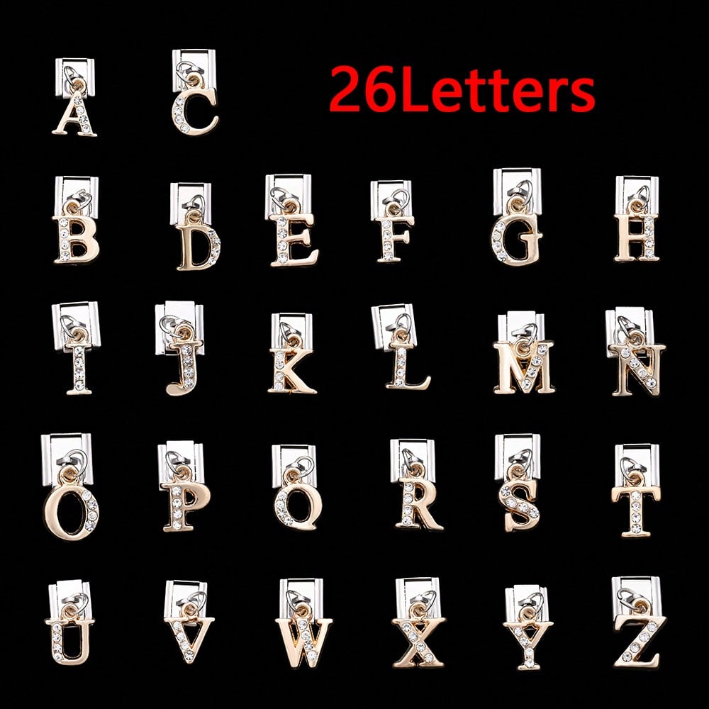 1PC Rhinestone A-Z Letter Modular Bracelet Charm Set
