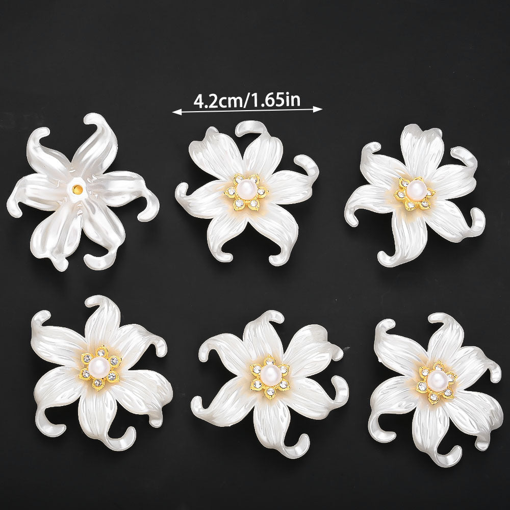 10-Piece White Acrylic Iris Flower Flatback Charms