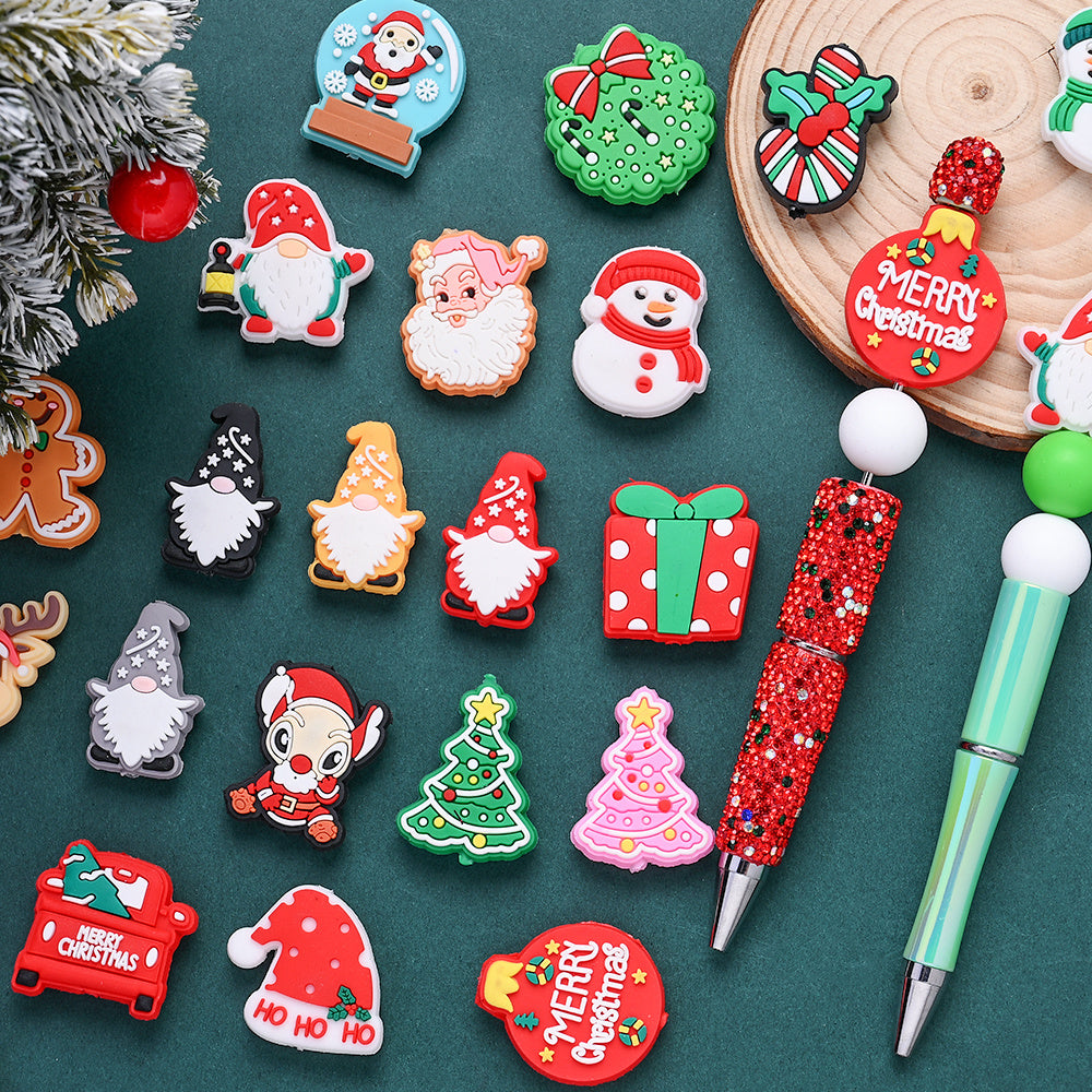 20PCS Christmas-Themed Silicone Loose Bead Set