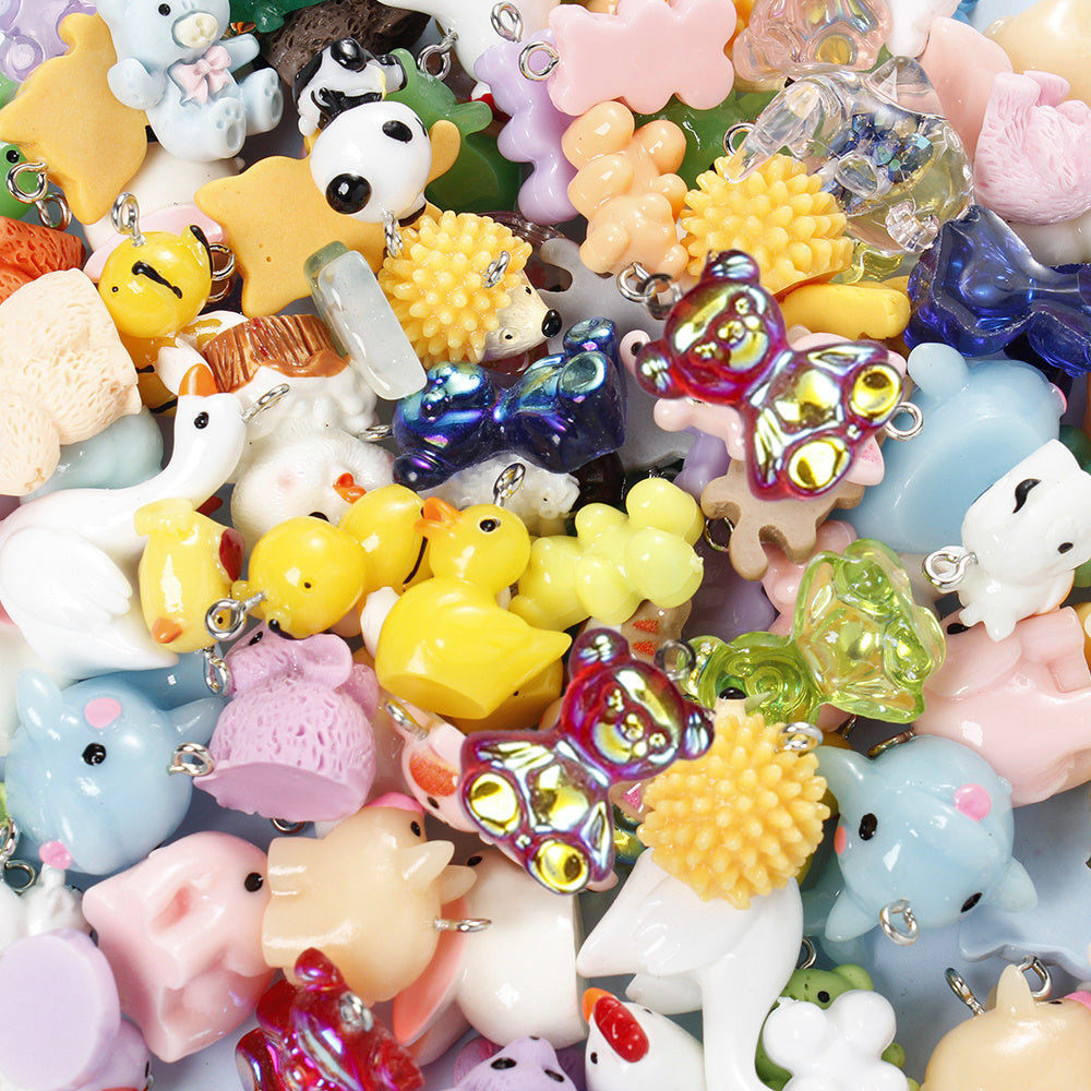 30-Piece Mixed Animal Resin Charms