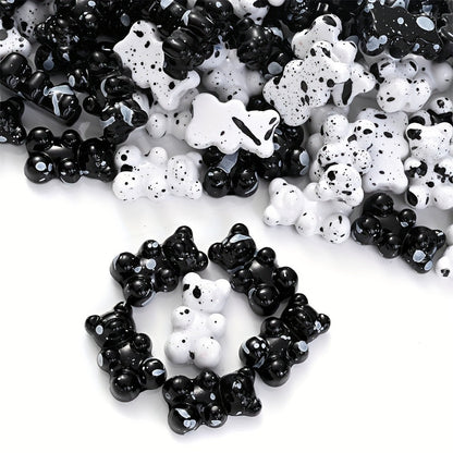 Black and White Bear Acrylic Beads