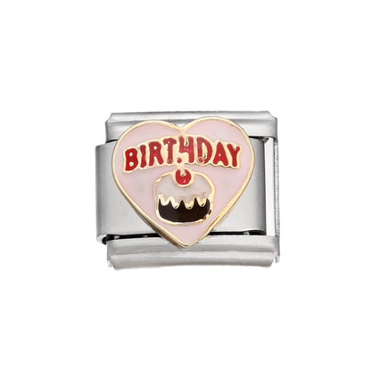 9x10 mm Stainless Steel Birthday Cake Bear Module Charm