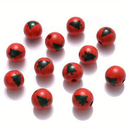 Christmas Wooden Santa & Tree Beads