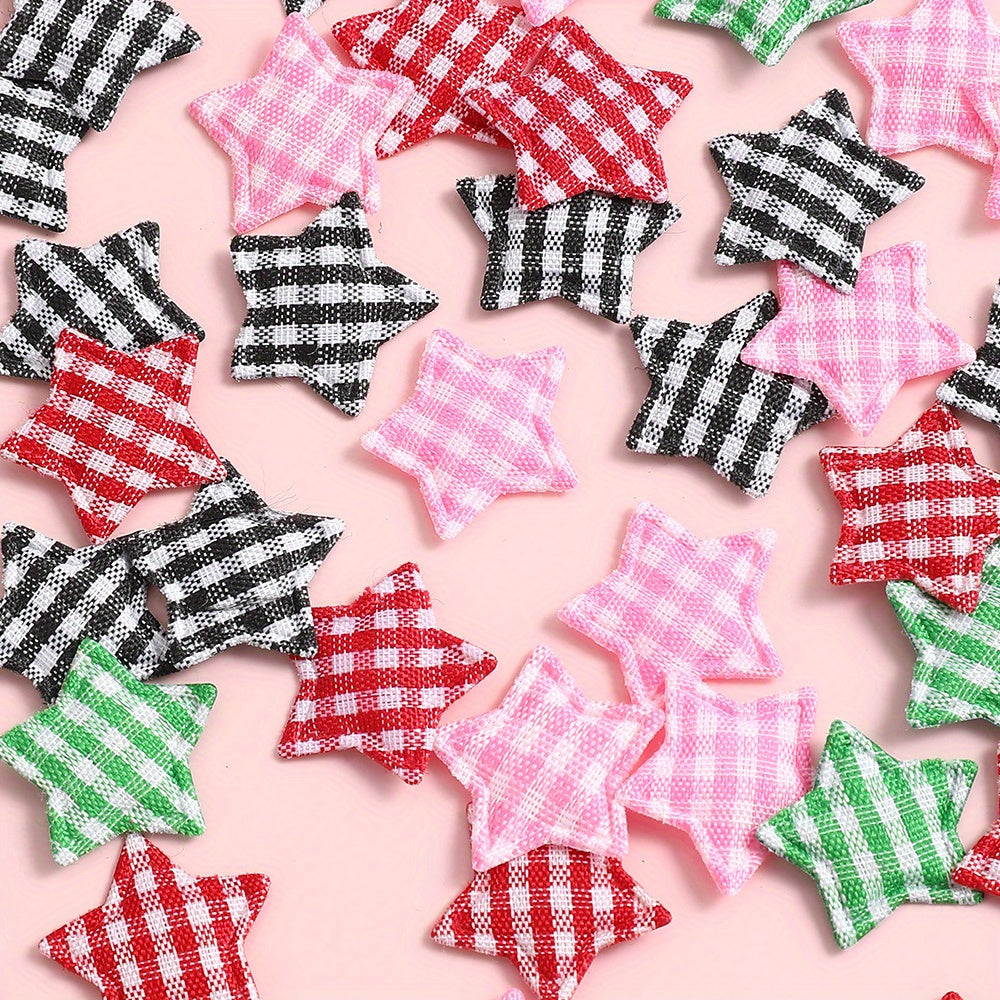 Plaid Star Embroidered Patches