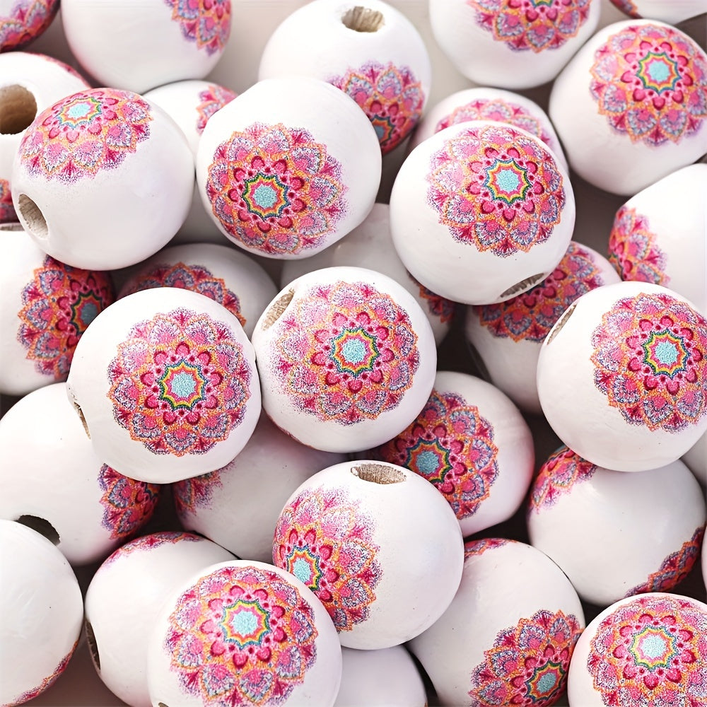 10PCS 16mm White Bohemian Wooden Spacer Bead Set