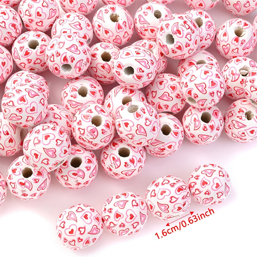 Red Heart Wood Beads