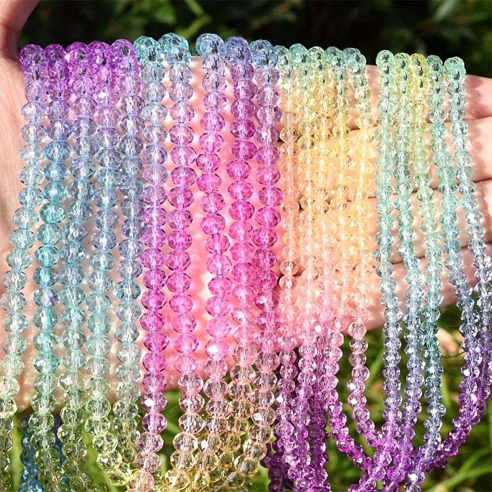 4/mm 1 String Rainbow Color Gradient Glass Faceted Beads
