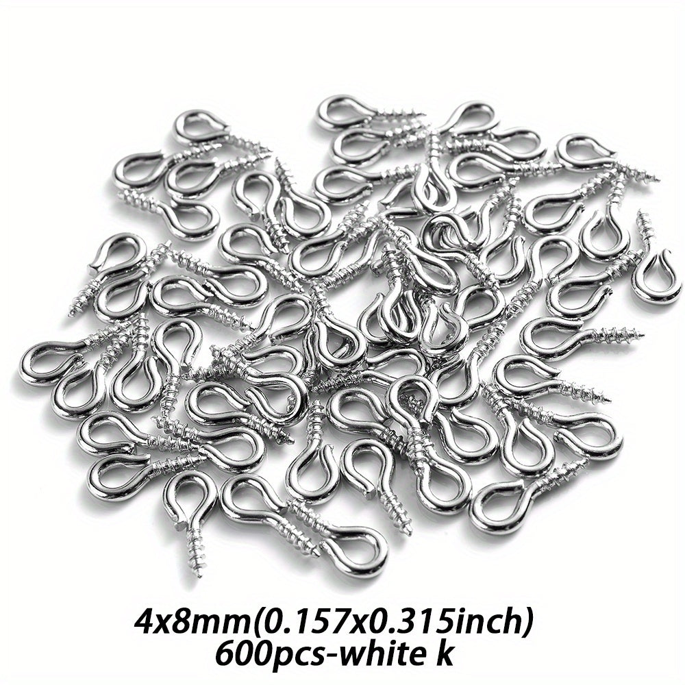 600-Piece Multicolor Screw Eye Pins