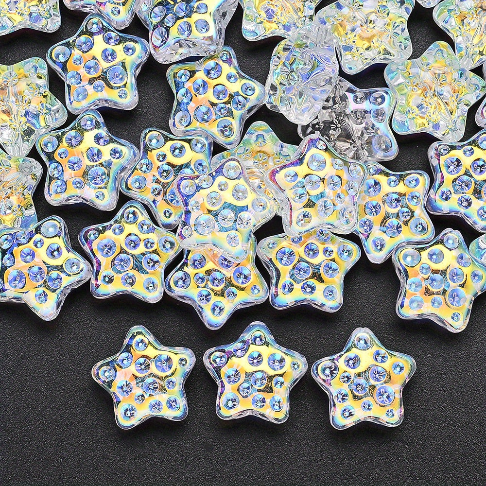 10PCS 18mm AB Shimmer Star Glass Bead Set