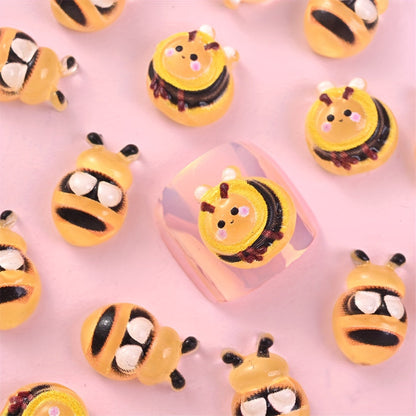 Yellow Bee Pattern Acrylic Beads