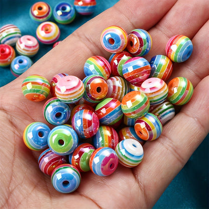 Rainbow Striped Resin Beads
