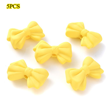 5pcs Acrylic Frosted Bow Tie Beads