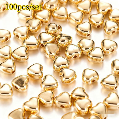 100PCS Gold & Silver Heart CCB Bead Set