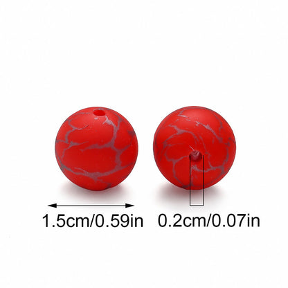 10pcs Crack Printed Silicone Spacer Beads