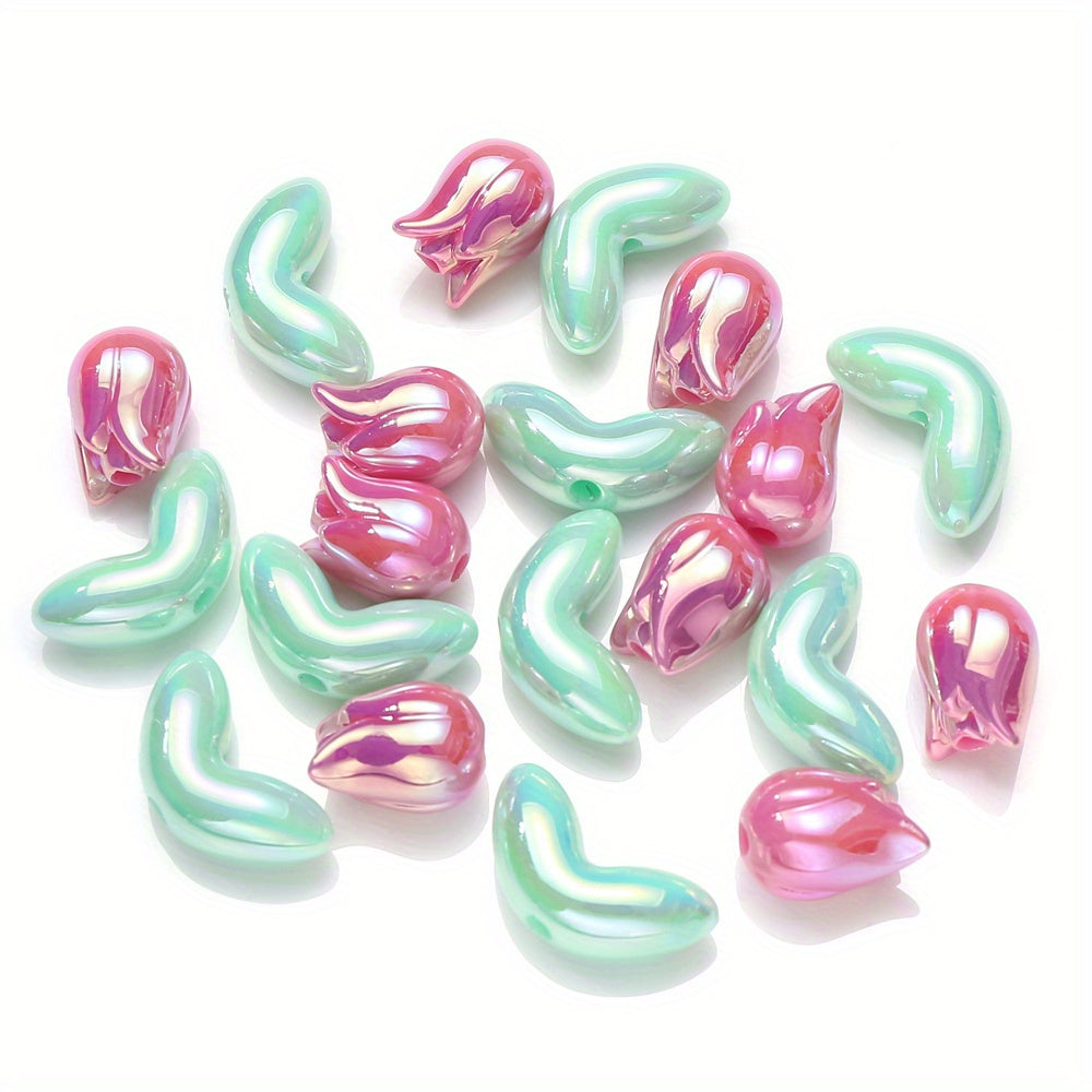 20PCS Pink Tulip Acrylic Bead Set