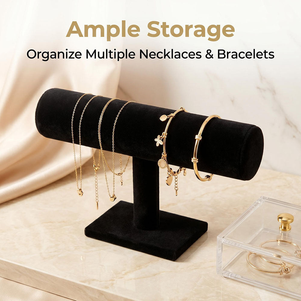 2PCS Black Velvet T-Bar Bracelet Display Stand