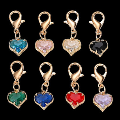 Colorful Crystal Heart Pendant Charms