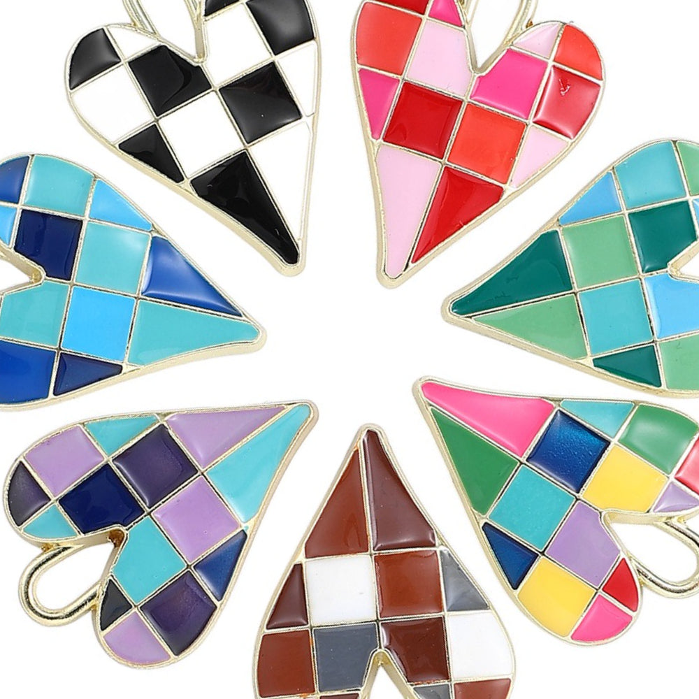 Alloy Enamel Big Heart Charms