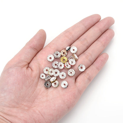 50PCS Mixed Color Rhinestone Metal Spacer Bead Set