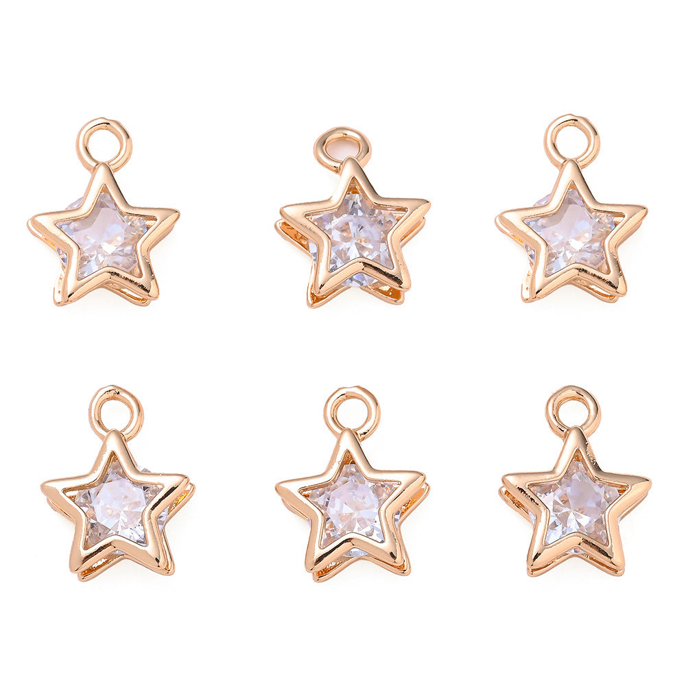 Rhinestone Star Copper Charms