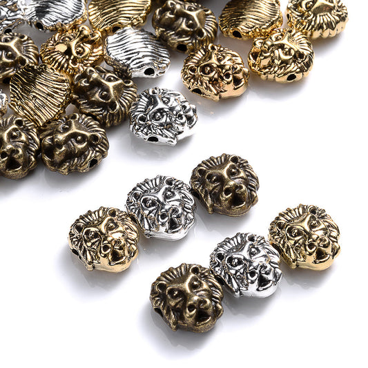 10pcs 12x11mm Lion Head Alloy Spacer Beads