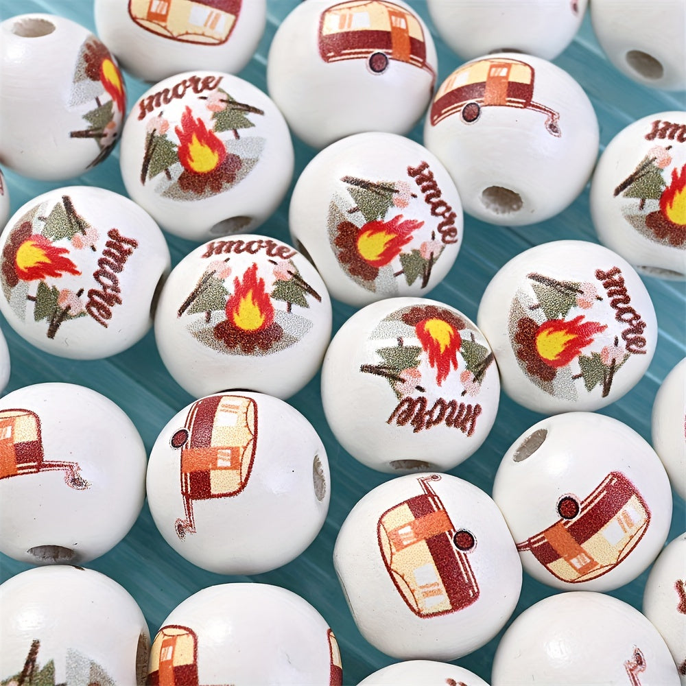 10PCS 6mm Camping-Themed Round Bead Set