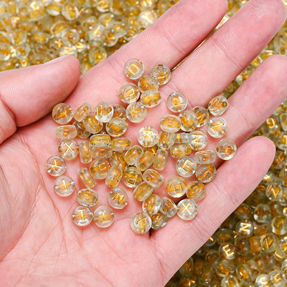Clear Gold Letter Acrylic Beads