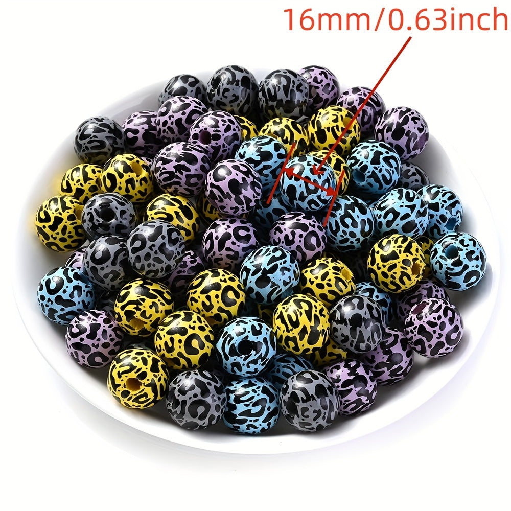 Leopard Print Wooden Beads