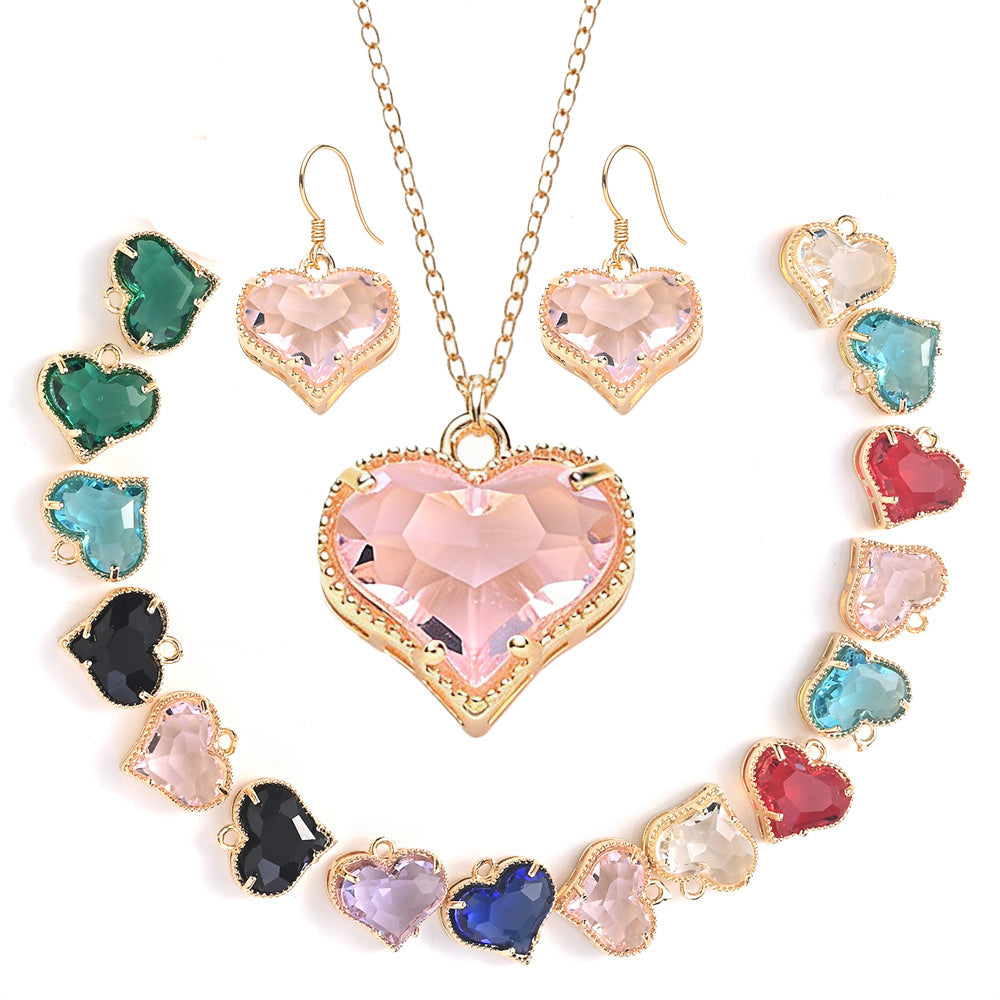 Faceted Heart Rhinestone Pendants