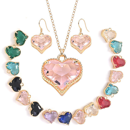 Faceted Heart Rhinestone Pendants