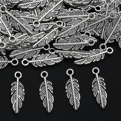 Silver Feather Alloy Pendants