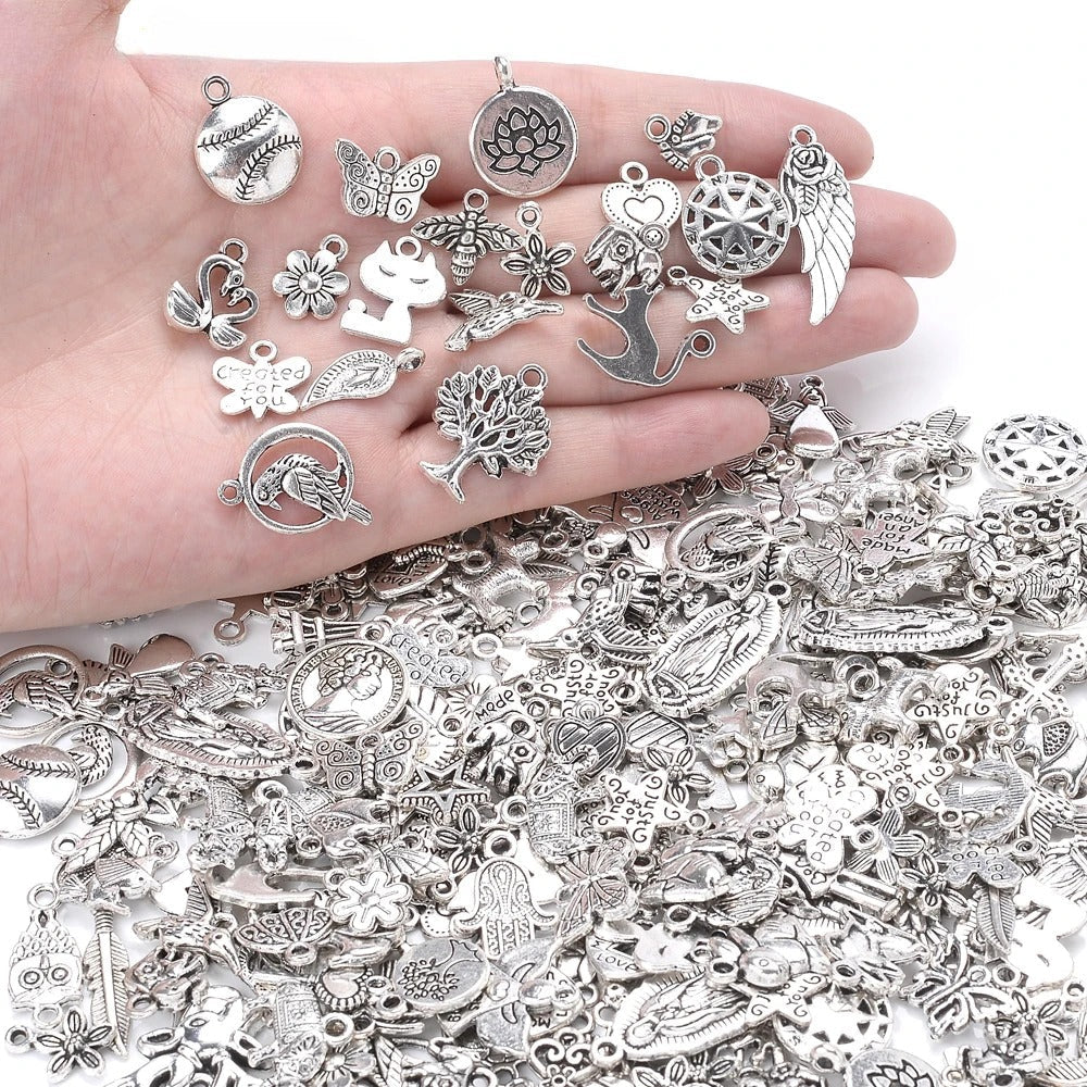 Vintage Silver Charm Beads Set