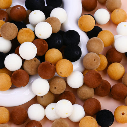 Brown Acrylic Flocked Large Hole Beads